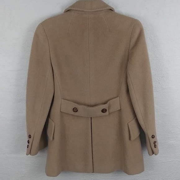Warren of Stafford Vintage Tan Wool One Notched Double Breasted Classic Pea Coat - Picture 9 of 10